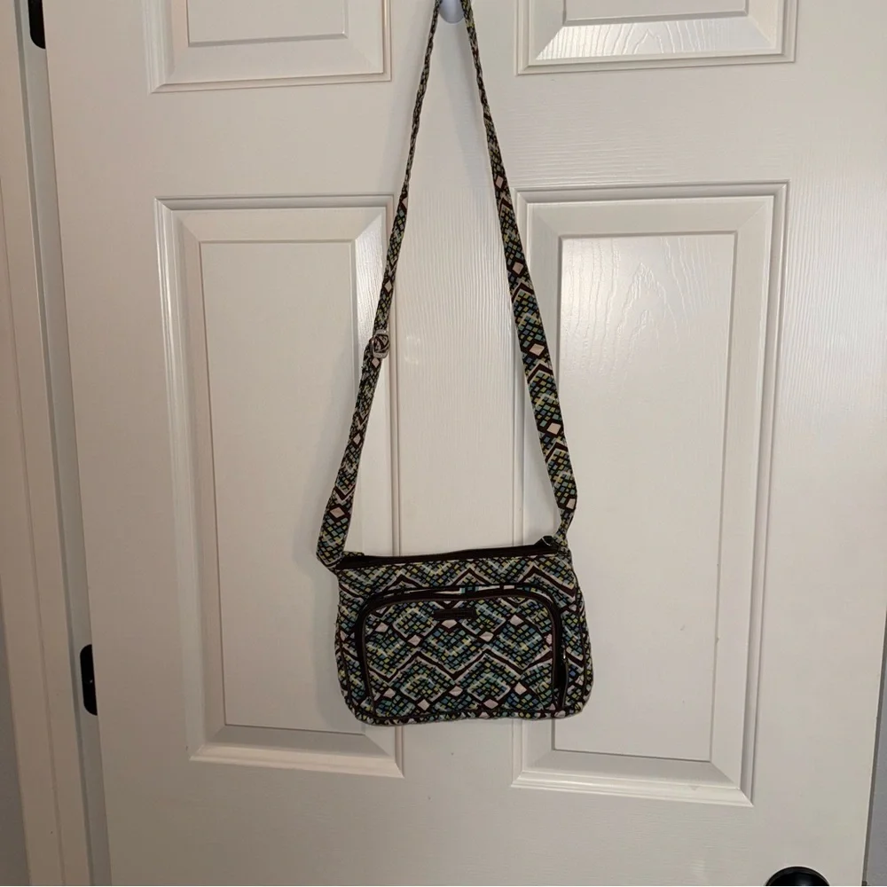 Vera Bradley Blue and Green Geometric Crossbody